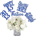 15 PCS 13th Birthday Centerpiece Sticks Thirteen Happy 13 Straight Outta 2013 Table Flower Centerpieces Sticks Cheers to 13 Floral Decorations for 13th Birthday Party Centerpieces Supplies Blue