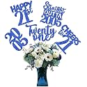 15 PCS 21st Birthday Centerpiece Sticks Twenty One Happy 21 Straight Outta 2005 Table Flower Centerpieces Sticks Cheers to 21 Floral Decorations for 21st Birthday Party Centerpieces Supplies Blue