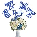 15 PCS 25th Birthday Centerpiece Sticks Twenty Five Happy 25 Straight Outta 2001 Table Flower Centerpieces Sticks Cheers to 25 Floral Decorations for 25th Birthday Party Centerpieces Supplies Blue