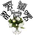 15 PCS 25th Birthday Centerpiece Sticks Twenty Five Happy 25th Straight Outta 2001 Table Flower Centerpieces Sticks Cheers to 25 Floral Decorations for 25th Birthday Party Centerpieces Supplies Black