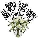 15 PCS 40th Birthday Centerpiece Sticks Forty Happy 40th Straight Outta 1986 Table Flower Centerpieces Sticks Cheers to 40 Floral Decorations for 40th Birthday Party Centerpieces Supplies Black