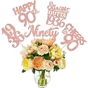 15 PCS 90th Birthday Centerpiece Sticks Ninety Happy 90th Straight Outta 1936 Table Flower Centerpieces Sticks Cheers to 90 Floral Decorations for 90th Birthday Party Centerpieces Supplies Rose Gold