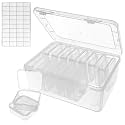 15 PCS Small Bead Organizer Box - Mini Clear Plastic Storage Containers with Hinged Lids &amp; Labels - Ideal Craft Case for Beads, Jewelry Making, Nail Art, Diamond Painting &amp; Small Parts