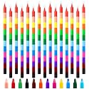 15 Pcs Stacking Crayons 12 Colors Buildable Crayons Set Colorful Drawing Crayons Party Favors DIY Rainbow Painting Pencils for School Office Birthday Party