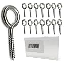 15 PCS Stainless Steel 2.56 Inch Screw Eyes Hooks Screw Eye Bolts, 80 Lbs Capacity
