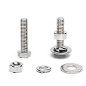 (15 Sets) 5/16-18 x 1-1/2" Hex Head Screw Bolt, Nuts, Flat Washer &amp; Spring Lock Washers, 18-8 (304) Stainless Steel, Fully Threaded, by Skvltvfyt