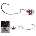15-Sets Detachable Fish Head Swimbait Jig Heads - Weedless EWG Hooks Kit for Fishing (15 Fish Eye Weights + 15 Hooks)