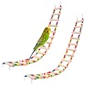 15-Step Bird Ladder Bridge,28.74 x 3.15 inch Raw Wood and Edible Dye