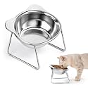 15° Tilted Elevated Cat Bowl 5.9 Inch Stainless Steel Raised Feeder