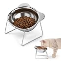 15° Tilted Orthopaedic Feeding Bowl, 2027 Upgraded Elevated Cat Bowl with 304 Stainless Steel Dish, Elevated Tilted Cat Dishes for Cats and Small Dogs