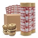 15”x700’ Honeycomb Paper, Honeycomb Packing Paper for Moving Packing Materials for Fragile Items, 2 rolls Each of 350ft With 50 Fragile Sticker Labels