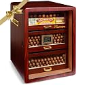 150-Count Ebony Cigar Humidor Cabinet with Digital Hygrometer,Gift