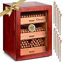 150-Count Rosewood Cigar Humidor Cabinet with Digital Hygrometer