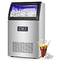 150 lbs/24h Commercial Ice Maker with 50 lbs Storage Bin | Stainless Steel Undercounter/Freestanding Ice Machine for Home Bar &amp; Outdoor Use | 55 PCS Ice Cubes | Self-Cleaning Functionality