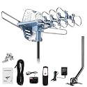 150 Miles Range Amplified Digital Outdoor TV Antenna with Mount Pole 4K/1080p High Reception/ 60feet RG6 Coaxial Cable/Support 2TVs Function