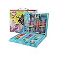 Parssufy 150 Pieces Art Set for Kids with Case, Art and Craft Supplies Kit for Drawing and Painting, Color Set with Markers, Water Colors, Brush, Color Pencils, Crayons (150 pcs blue)