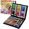 Parssufy 150 Pieces Art Set for Kids with Case, Art and Craft Supplies Kit for Drawing and Painting, Color Set with Markers, Water Colors, Brush, Color Pencils, Crayons (150 pcs black)