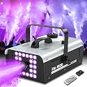 1500W Fog Machine Halloween Outdoor, 20000 CFM Smoke Machine Fog Indoor with 24 LEDs Strobe Lights and Remote for DJ Party Disco Stage Wedding