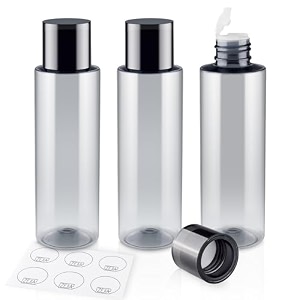 150ml5oz travel size toiletries 3 pack plastic travel bottles double leak proof travel size containers for shampoo lotion body wash refillable empty travel bottles with 6pcs labels