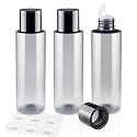 150ML/5OZ Travel Size Toiletries, 3 Pack Plastic Travel Bottles, Double Leak Proof Travel Size Containers for Shampoo, Lotion, Body Wash, Refillable Empty Travel Bottles with 6pcs Labels