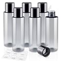 150ML/5OZ Travel Size Toiletries, 6 Pack Plastic Travel Bottles, Double Leak Proof Travel Size Containers for Shampoo, Lotion, Body Wash, Refillable Empty Travel Bottles with 6pcs Labels
