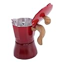 150ml Stovetop Coffee Maker, Aluminum Alloy Coffee Pot with Single Valve for Coffee Lovers Beginners, Traditional Brewing Rich Flavor (Red)