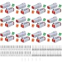 150PCS 4 Pin Way Deutsch DT Gray Connector 12 Set，Size 16 Solid Contacts Waterproof Electrical Wire Connector with Seal Plug for Truck, Off-Road Vehicles, Marine, Motorcycle Wiring