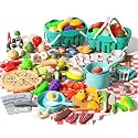 35Pcs Kids Kitchen Toy Accessories, Toddler Pretend Cooking Playset with Play Pots, Pans, Utensils, Cookware, Play Food Set, Toy Vegetables, Learning Gift for Girls &amp; Boys (Turquoise)