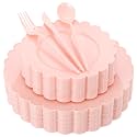 150Pcs Pink Plastic Plates Heavy Duty Dinnerware Set for Party