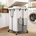 40 Gal Large Laundry Hamper with Lid, Rolling Laundry Basket with Wheels