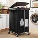 40 Gal Large Laundry Hamper with Lid, Rolling Laundry Basket with Wheels