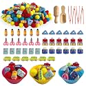 154Pcs Back to School Sensory Bin Filler Fine Motor Toys Stationery Sensory Bin Items Counting Sorting Toy for Preschool Education Activities Include Pom Poms Pen Scissors Notebooks Cup