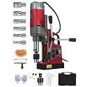 1550W Magnetic Drill Press with 6 Drills, 1.57" Boring Diameter Portable Mag Drill Press, 750 RPM, 2922 Lbf/13000n, 11Pcs Bits &amp; Twist Drills Adapter for Home Workshop &amp; Industrial Metalworking