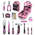157 Piece Pink Tool Set for Women, Lady's Home Repairing Tool Kit with 13-Inch Wide Mouth Open Storage Tool Bag