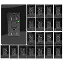 15A Black GFCI Outlet, TR &amp; WR Ground Fault Protector with LED Indicator, Tamper &amp; Weather Resistant GFI Electrical Receptacle, ETL Listed, Wallplate Included, 20 Pack