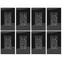 15A Black GFCI Outlet, TR & WR Ground Fault Protector with LED Indicator, Tamper & Weather Resistant GFI Electrical Receptacle, ETL Listed, Wallplate Included, 8 Pack