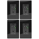 15A Black GFCI Outlet, TR & WR Ground Fault Protector with LED Indicator, Tamper & Weather Resistant GFI Electrical Receptacle, ETL Listed, Wallplate Included, 4 Pack