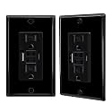 15A GFCI Outlet with USB C&amp;A, Self-Test TR ETL Listed Black 2 Pack