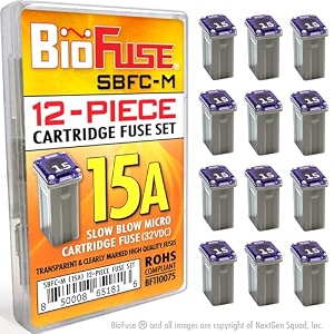 15a sbfc-m slow blow micro cartridge 12-piece fuse assortment mcase fmm type fuses