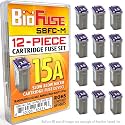 15A SBFC-M Slow Blow Micro Cartridge 12-Piece Fuse Assortment (MCASE, FMM Type Fuses)