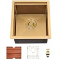 15in Gold Undermount Kitchen Sink: Stainless Steel Single Bowl Workstation