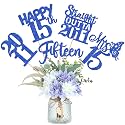 15PCS 15th Birthday Centerpiece Sticks Fifteen Happy 15 Straight Outta 2011 Table Flower Centerpieces Sticks Cheers to 15 Floral Decorations for 15th Birthday Party Centerpieces Supplies Blue