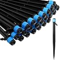 15pcs Drip Emitters with Stake Water Flow Adjustable for 1/4 inch Tube Hose, 360 Degree Sprayer Sprinkler for Irrigation Drippers System Watering Kits for Garden Patio Lawn (Pack of 15pcs)