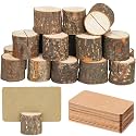 Toncoo 15Pcs Wood Place Card Holders & 26Pcs Place Cards, Table Number Holders, Rustic Party Decor, Wooden Sign holder, Rustic Wedding Decor Stand