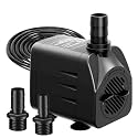 Fountain Pump 400GPH Submersible Water Pump Ultra Quiet for Fountain, Pond, Aquarium, Hydroponic with 6ft power cord