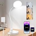 15W LED Desk Lamp with USB Charging Ports – Dimmable Table Lamp with 3 Color Temps, 5 Brightness, 4 Timers, Flexible Gooseneck Light with Base, Eye-Caring Reading Light for Home Office, Bedroom, Study