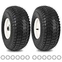 15x6.00-6nhs Lawn Mower Front Tire 4 Ply Tubeless 15x6x6 Lawn Mower 570 Lbs Tire and Wheel with 3/4" Bushing and 12 Spacers, Replacement for Garden Lawn Tractor Riding Lawn Mower, 2 Pack