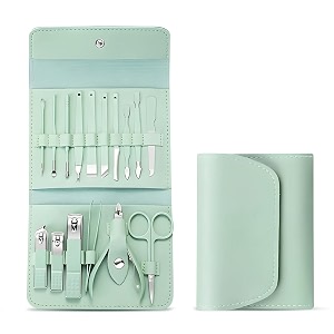 16 in 1 manicure pedicure kit with nail cutterear pickscissorstweezers knifeeyebrow utility tools with leather travel casemanicure pedicure grooming kit for women standerd