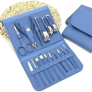 16-in-1 stainless steel manicure amp pedicure kit  complete nail grooming set with clippers cuticle trimmer amp travel case  professional nail care for men amp women multicolor