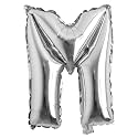 16" inch Single Silver Alphabet Letter number Balloons Aluminum Hanging Foil Film Balloon Wedding Birthday party decoration banner Air Mylar Balloons (16 inch Silver M)